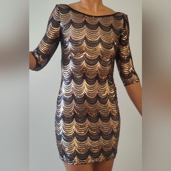 Papaya Sequin Party Dress - Picture 4 of 8